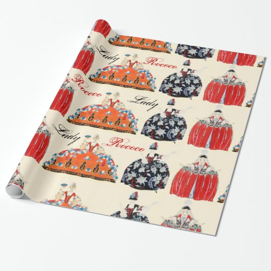 ROKOKO LADY ART DECO FASHION COSTUME DESIGNER GESCHENKPAPIER (Ungerollt)