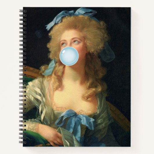 Rokoko Lady mit Blue Bubblegum Spiral Notebook Notizblock (Vorderseite)