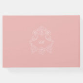 Rokoko Marie Antoinette Pink Botanisches Wappen Gästebuch (Rückseite)