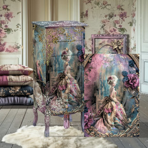 Rokoko Mary Antoinette Vibrant Barockportrait Seidenpapier