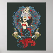 Rokoko mermaid art nouveau card poster (Vorne)