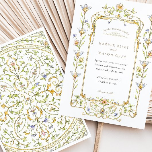 Rokoko mit floraler Wasserfarbe Einladung