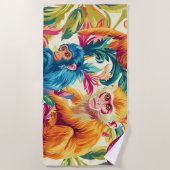Rokoko Monkey Pattern Strandtuch (Vorderseite)