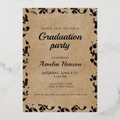 Rokoko Old Paper Graduate Foto Collage Abschluss Folieneinladung (Rückseite)