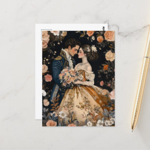 Rokoko-Paar Romantische Hochzeit Verlobung Herzlic Postkarte