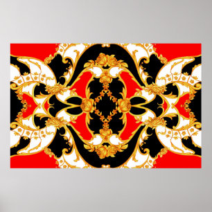 Rokoko-Panel mit Blumenelementen Poster