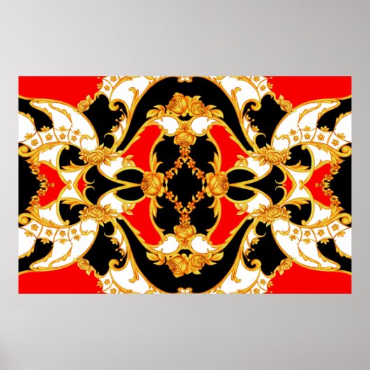 Rokoko-Panel mit Blumenelementen Poster (Vorne)