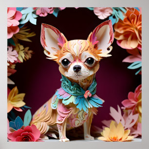 Rokoko Pastel Color Paper Chihuahua Poster