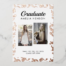 Rokoko Pattern Graduate 2 Foto Collage Abschluss Folieneinladung