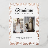 Rokoko Pattern Graduate 2 Foto Collage Abschluss Folieneinladung (Vorderseite)