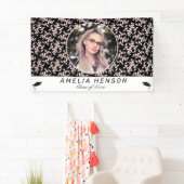 Rokoko Pink Black Foto Name Class of Abschluss Banner (Insitu)
