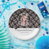 Rokoko Pink Black Graduate Foto Abschluss Pappteller (Party)