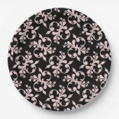Rokoko Pink Black Ornament Pattern Pappteller (Vorderseite)
