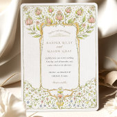 Rokoko Pink Bud Floral Nouveau Hochzeit Einladung