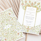 Rokoko Pink Bud Floral Nouveau Hochzeit Einladung