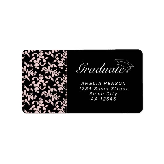 Rokoko Pink Graduate Foto Abschluss Address Labe Adressaufkleber (Vorne)
