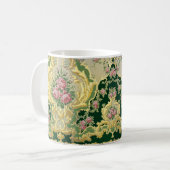 Rokoko Pink Roses Blumenmedaille Goldrahmen Kaffeetasse (Vorderseite Links)