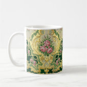 Rokoko Pink Roses Blumenmedaille Goldrahmen Kaffeetasse (Links)