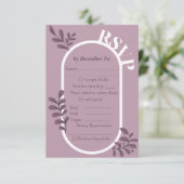 Rokoko Pink Simple Wedding RSVP Card Begleitkarte (Stehend Vorderseite)