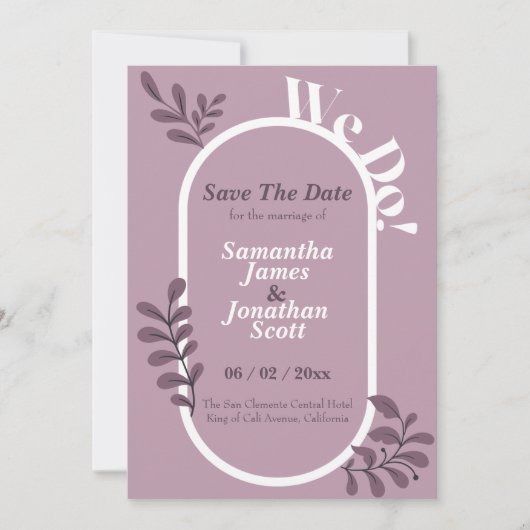 Rokoko Pink Simple Wedding Save the Date Einladung (Vorderseite)