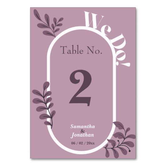 Rokoko Pink Simple Wedding Table Card Tischnummer (Vorderseite)