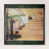 Rokoko Princess geht in einem märchenhaften Garten Puzzle (Horizontal)