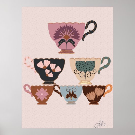 Rokoko Revival Teacup| Whimsischer Vintager Arm Poster (Vorne)
