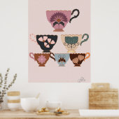 Rokoko Revival Teacup| Whimsischer Vintager Arm Poster (Küche)