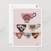 Rokoko Revival Teacup| Whimsischer Vintager Arm Postkarte (Vorne/Hinten)