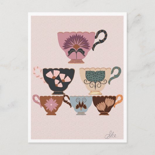 Rokoko Revival Teacup| Whimsischer Vintager Arm Postkarte (Vorderseite)