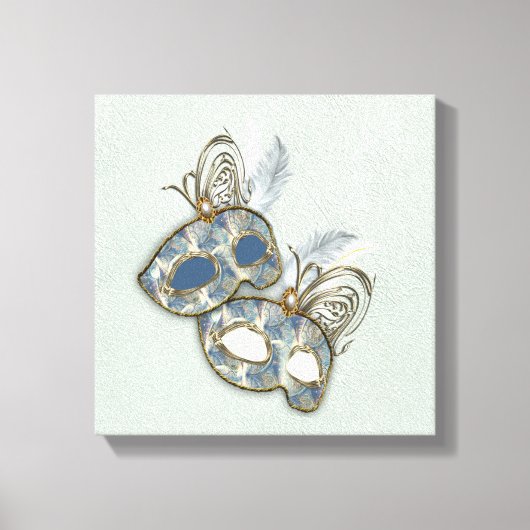 Rokoko Rich Muster-Design mit Masken Leinwanddruck (Vorderseite)