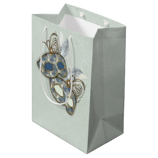 Rokoko Rich Muster-Design mit Masken Mittlere Geschenktüte (Rückseite Schrägansicht)