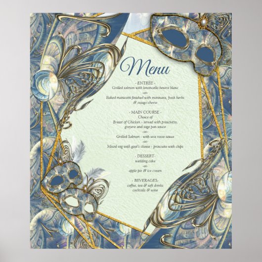 Rokoko Rich Muster-Design mit Masken Poster (Vorne)