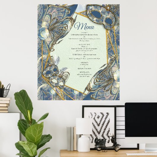 Rokoko Rich Muster-Design mit Masken Poster (Heimbüro)