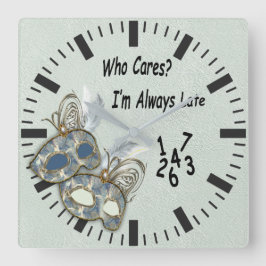 Rokoko Rich Muster-Design mit Masken Quadratische Wanduhr