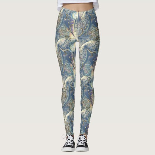 Rokoko Rich Pattern Design mit Gold Relief Leggings (Vorderseite)