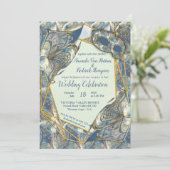 Rokoko Rich Romantic Gold Reliefs & Mask Einladung (Stehend Vorderseite)