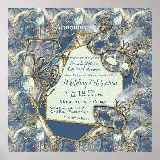 Rokoko Rich Romantic Gold Reliefs & Mask Poster (Vorne)