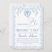 Rokoko Toile de Jouy Blue Floral Brautparty Einladung (Vorderseite)