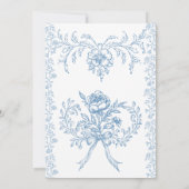 Rokoko Toile de Jouy Blue Floral Brautparty Einladung (Rückseite)