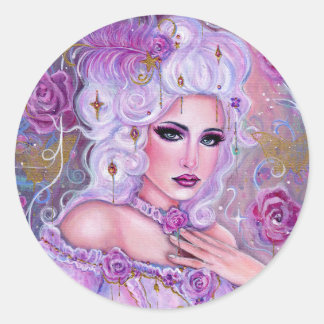 Rokoko Valentinsfantasie Kunst von Renee Lavoie Runder Aufkleber