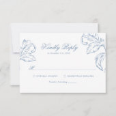 Rokoko Vintag Blue Wedding RSVP Karte (Vorderseite)