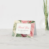 Rokoko Vintag Botanische Rose Blumengestein Dankeskarte (Vorderseite)