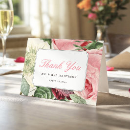 Rokoko Vintag Botanische Rose Blumengestein Dankeskarte