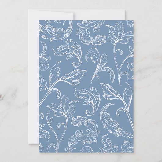 Rokoko Vintag Monogram Blue Wedding Einladung (Rückseite)