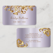 Rokoko-Visitenkarte für Lavendel und Gold Visitenkarte (Vorne/Hinten)