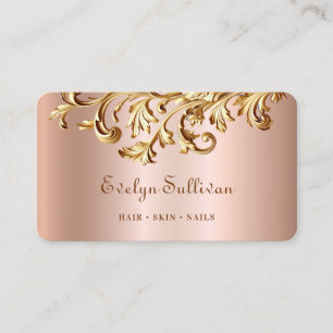 Rokoko-Visitenkarte für Pfirsich und Gold Visitenkarte