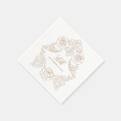 Rokoko Wappen Monogram Golden Brown Wedellogo Serviette (Ecke)