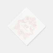 Rokoko-Wappen-Monogramm-Rosa-Hochzeitslogo Serviette (Ecke)