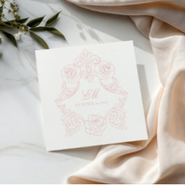 Rokoko-Wappen-Monogramm-Rosa-Hochzeitslogo Serviette